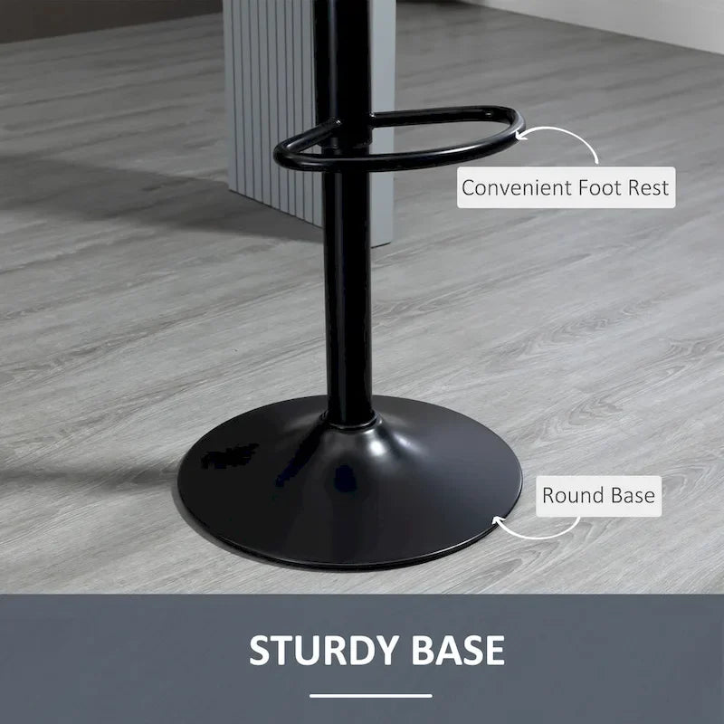 Lot de 2 tabourets de bar réglables, tabourets de bar en velours hauteur comptoir, tabourets de cuisine rembourrés avec siège pivotant, cadre en acier