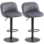 Lot de 2 tabourets de bar réglables, tabourets de bar en velours hauteur comptoir, tabourets de cuisine rembourrés avec siège pivotant, cadre en acier