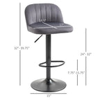 Lot de 2 tabourets de bar réglables, tabourets de bar en velours hauteur comptoir, tabourets de cuisine rembourrés avec siège pivotant, cadre en acier