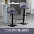 Lot de 2 tabourets de bar réglables, tabourets de bar en velours hauteur comptoir, tabourets de cuisine rembourrés avec siège pivotant, cadre en acier