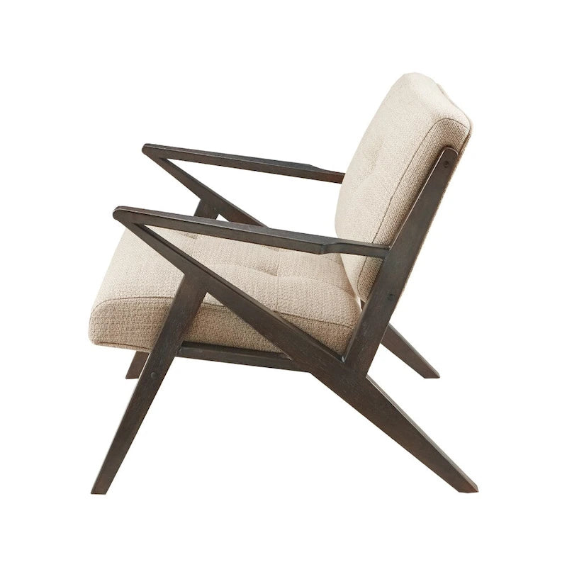 Fauteuil rembourré avec cadre en bois oblique