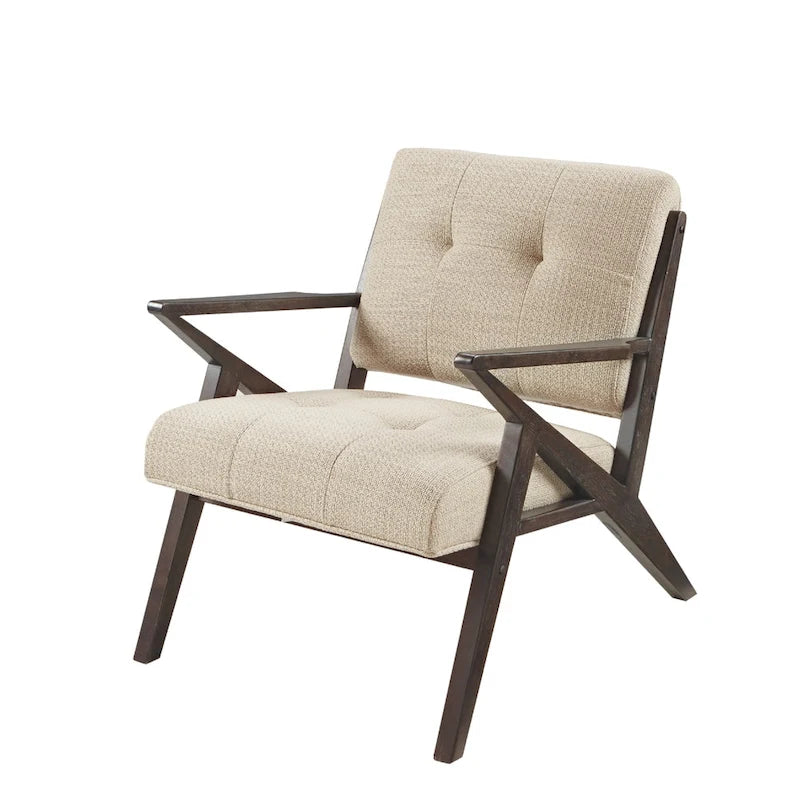 Fauteuil rembourré avec cadre en bois oblique