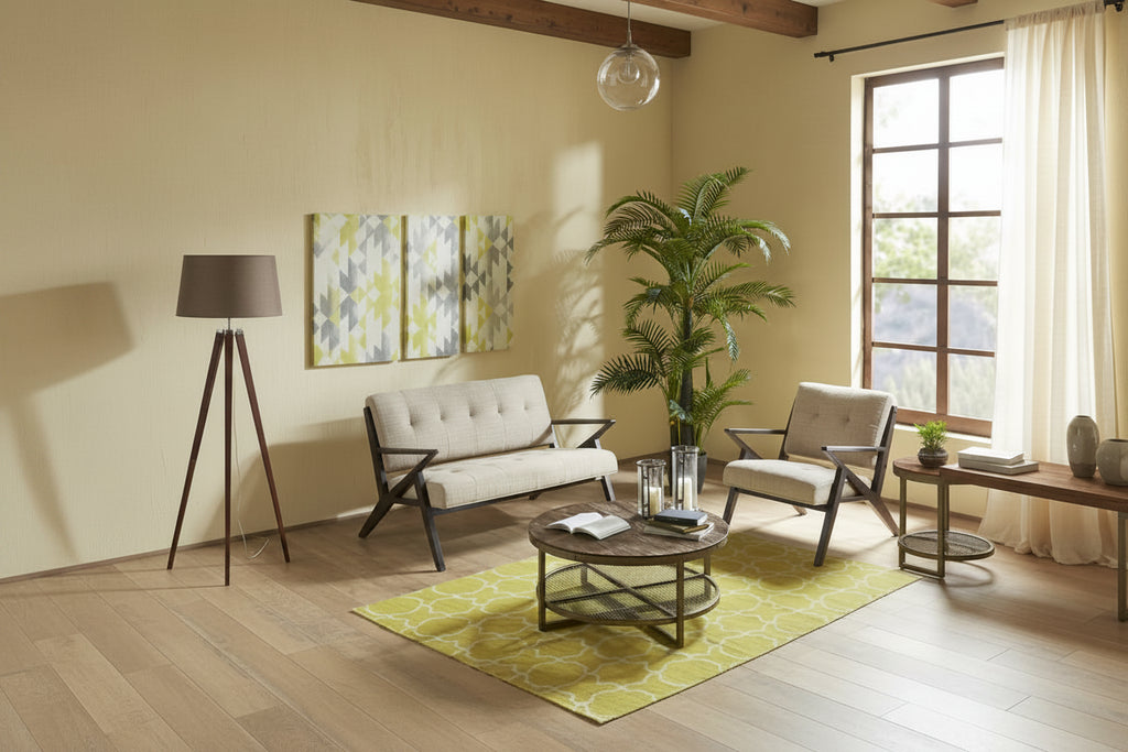 Fauteuil rembourré avec cadre en bois oblique