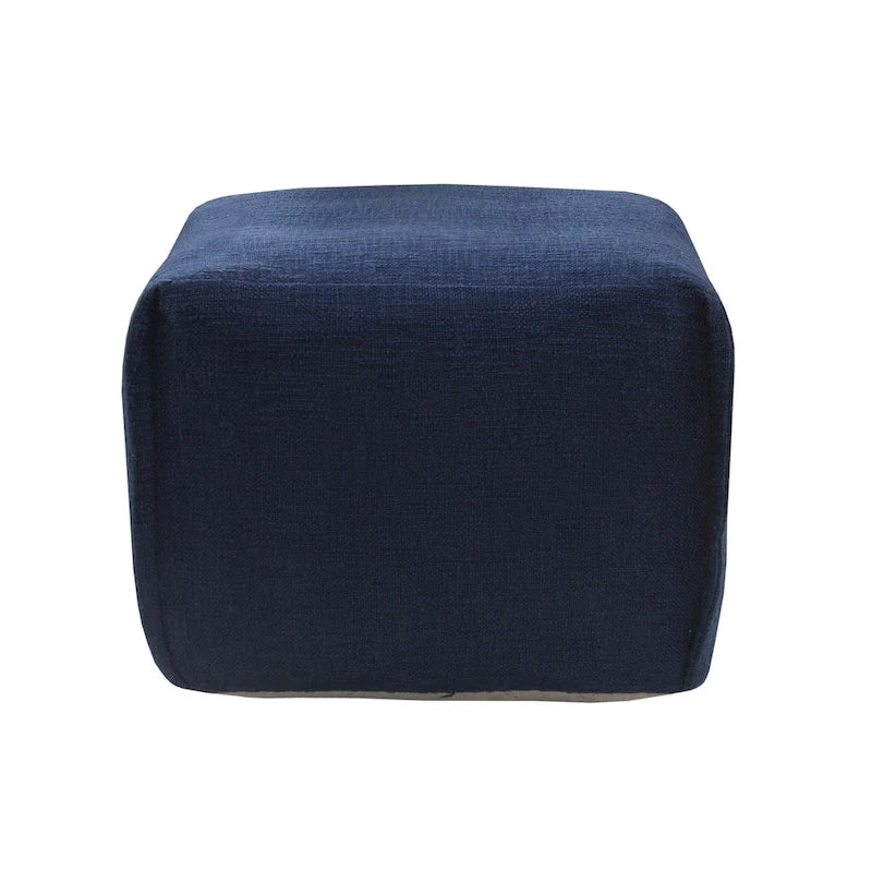 Pouf plissé bleu marine uni fait main