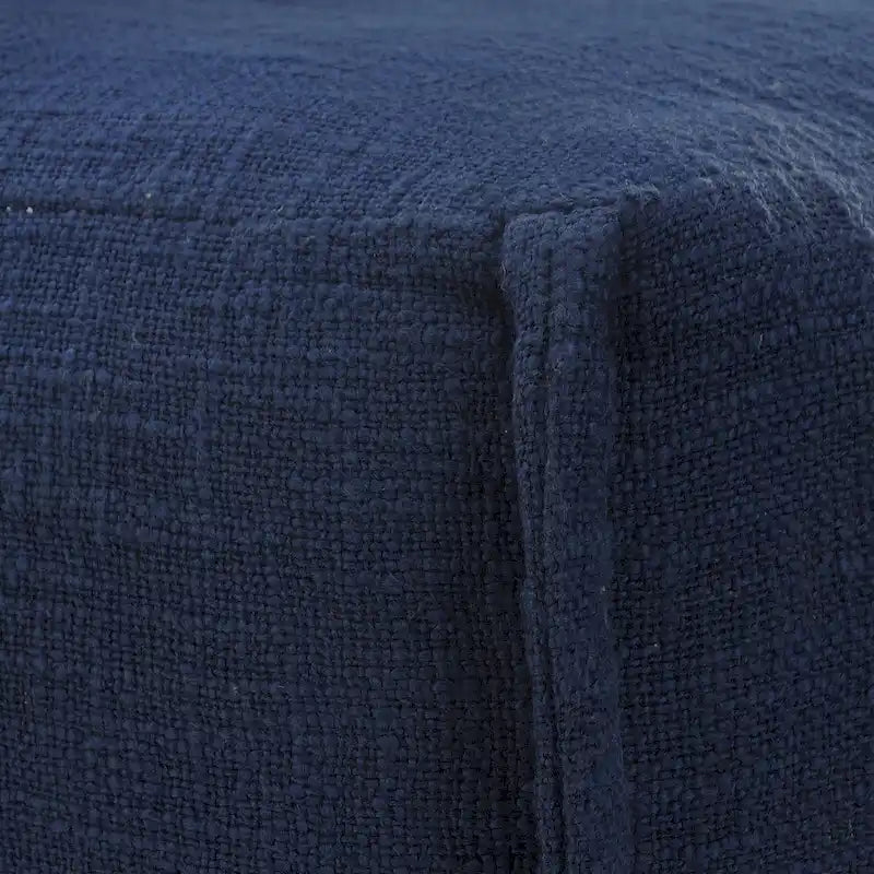 Pouf plissé bleu marine uni fait main