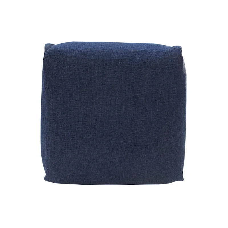 Pouf plissé bleu marine uni fait main