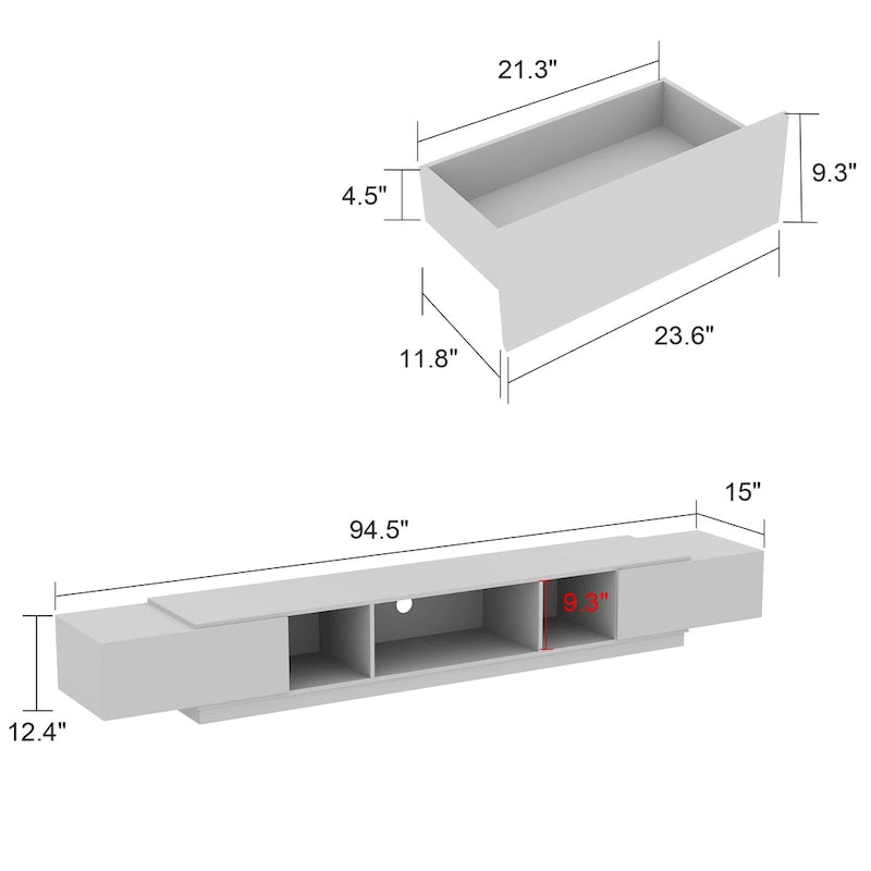 Meuble TV pour 90 pouces, Meuble TV multimédia, Console multimédia pour centre de divertissement
