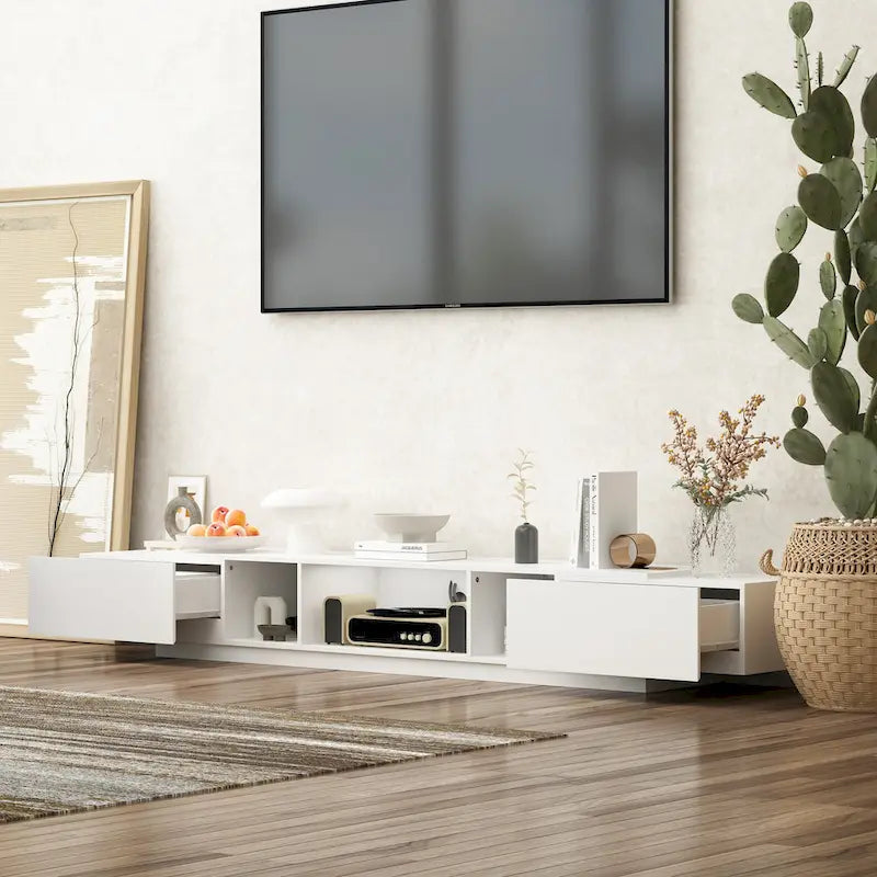 Meuble TV pour 90 pouces, Meuble TV multimédia, Console multimédia pour centre de divertissement