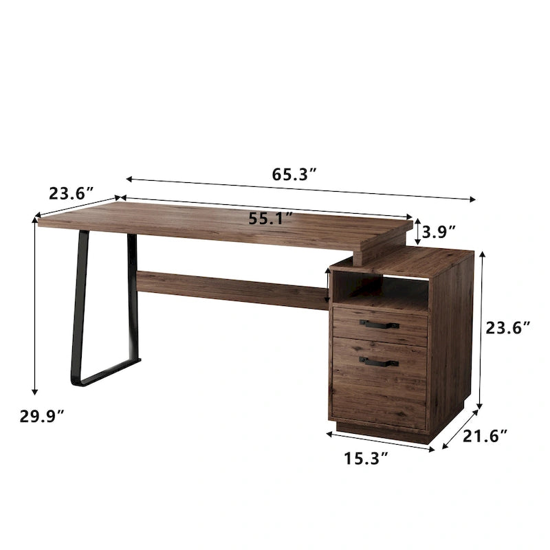 Bureau informatique avec tiroirs