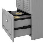 Bureau en L et meuble de rangement par