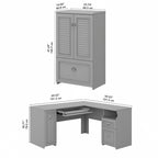 Bureau en L et meuble de rangement par
