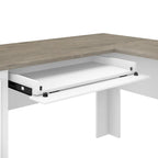 Bureau en L et meuble de rangement par