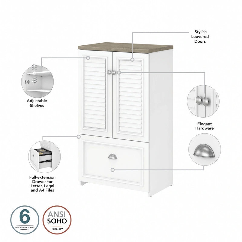 Bureau en L et meuble de rangement par