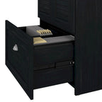 Bureau en L et meuble de rangement par