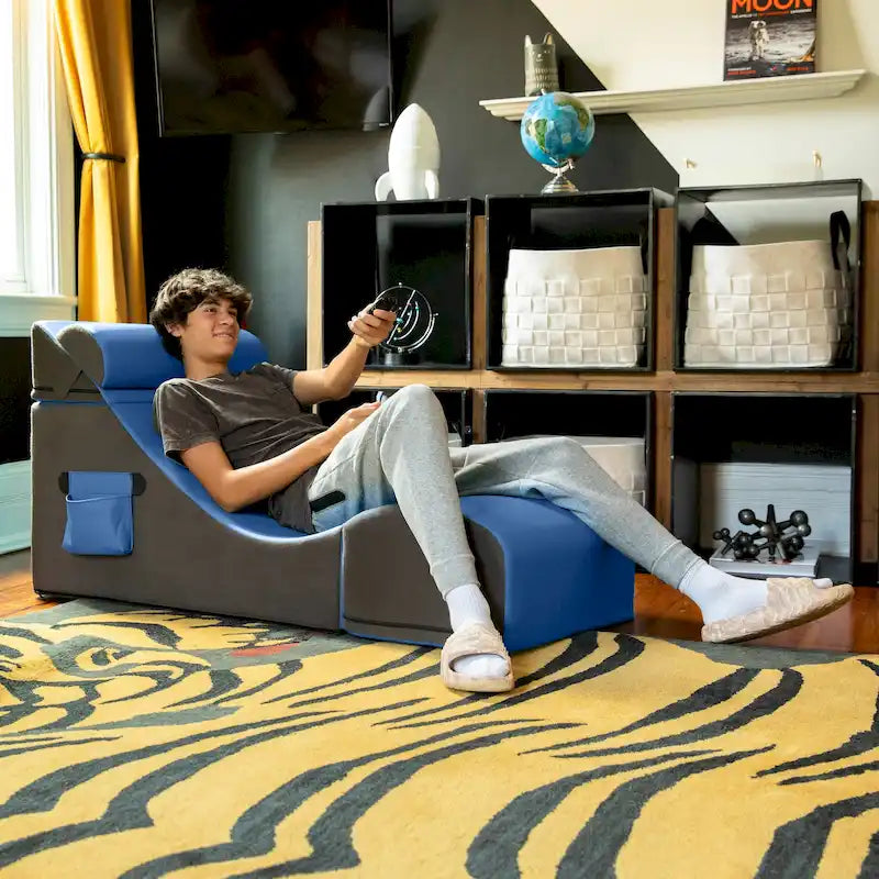 Chaise, table et pouf de jeu convertibles 3 en 1 avec appui-tête réglable - Vinyle