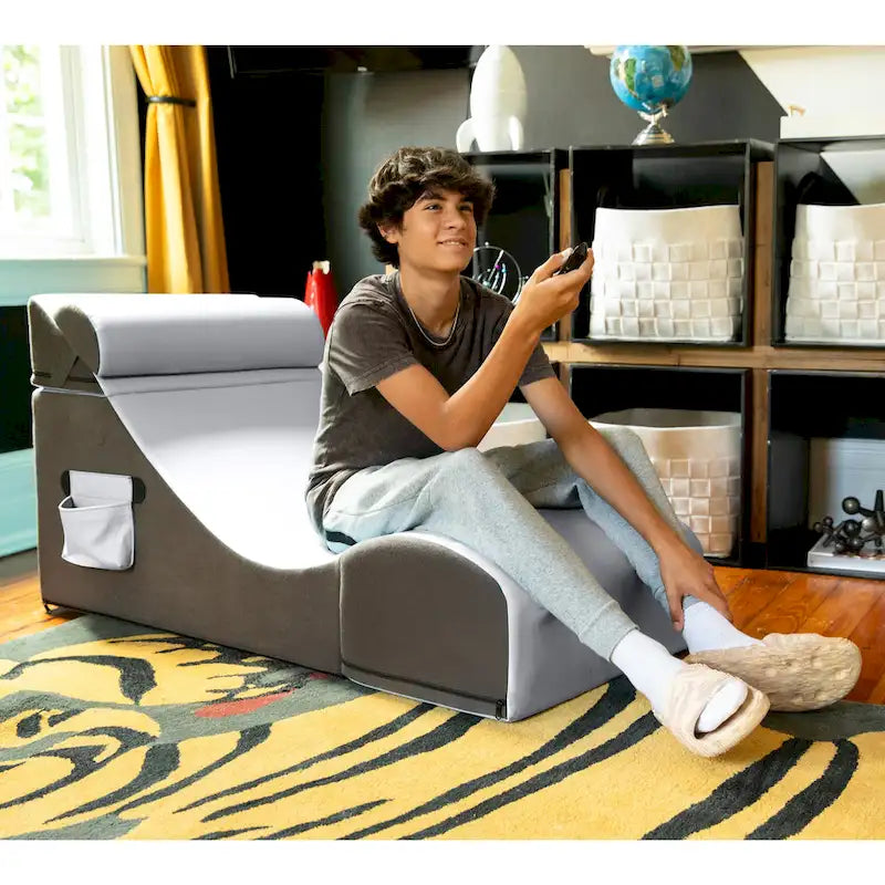 Chaise, table et pouf de jeu convertibles 3 en 1 avec appui-tête réglable - Vinyle