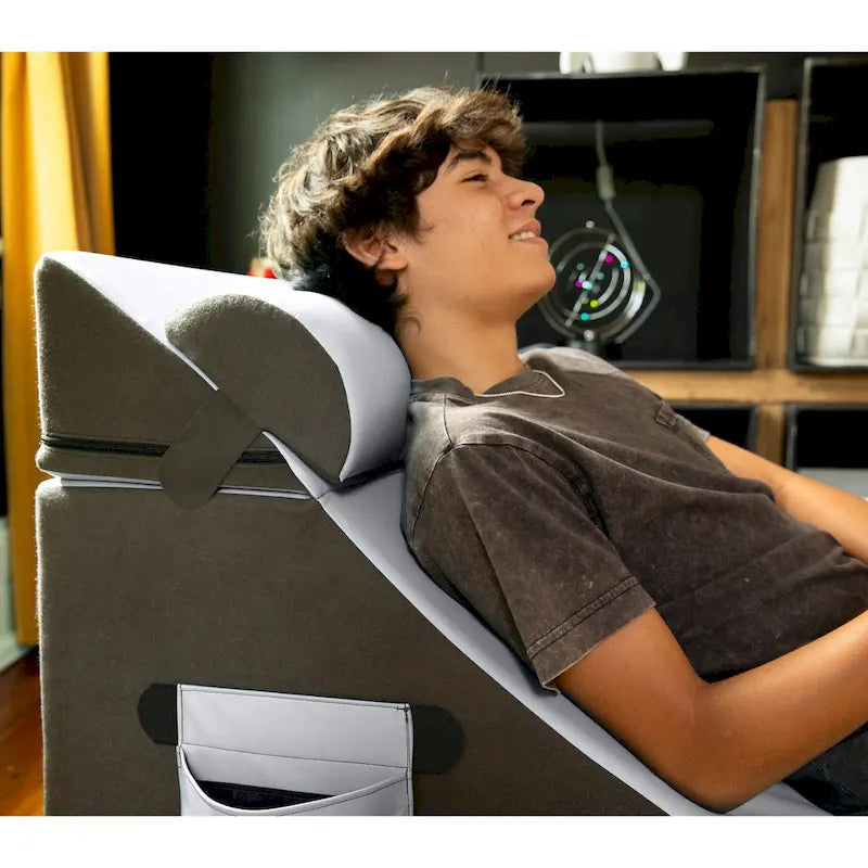 Chaise, table et pouf de jeu convertibles 3 en 1 avec appui-tête réglable - Vinyle