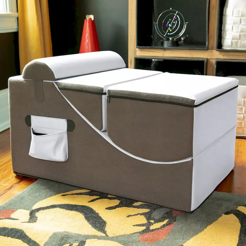 Chaise, table et pouf de jeu convertibles 3 en 1 avec appui-tête réglable - Vinyle