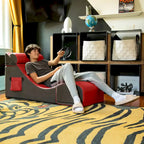 Chaise, table et pouf de jeu convertibles 3 en 1 avec appui-tête réglable - Vinyle