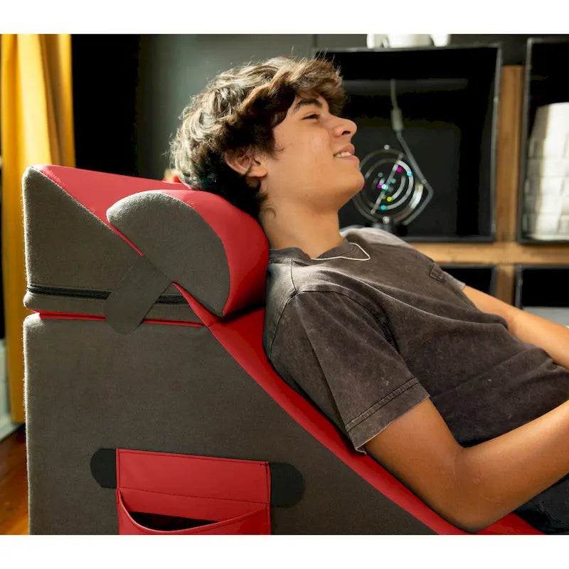 Chaise, table et pouf de jeu convertibles 3 en 1 avec appui-tête réglable - Vinyle