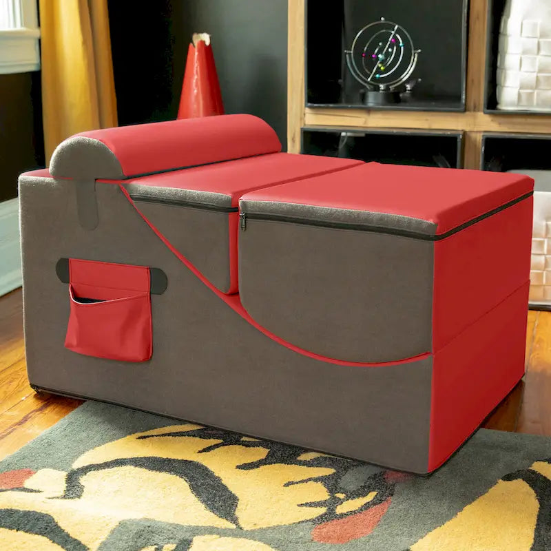 Chaise, table et pouf de jeu convertibles 3 en 1 avec appui-tête réglable - Vinyle