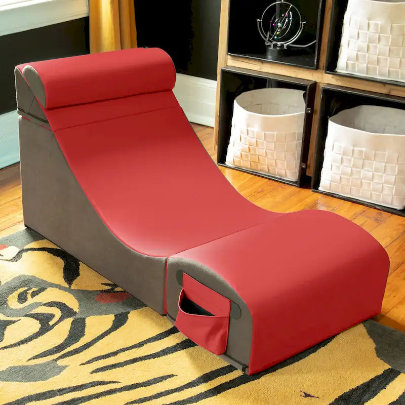 Chaise, table et pouf de jeu convertibles 3 en 1 avec appui-tête réglable - Vinyle