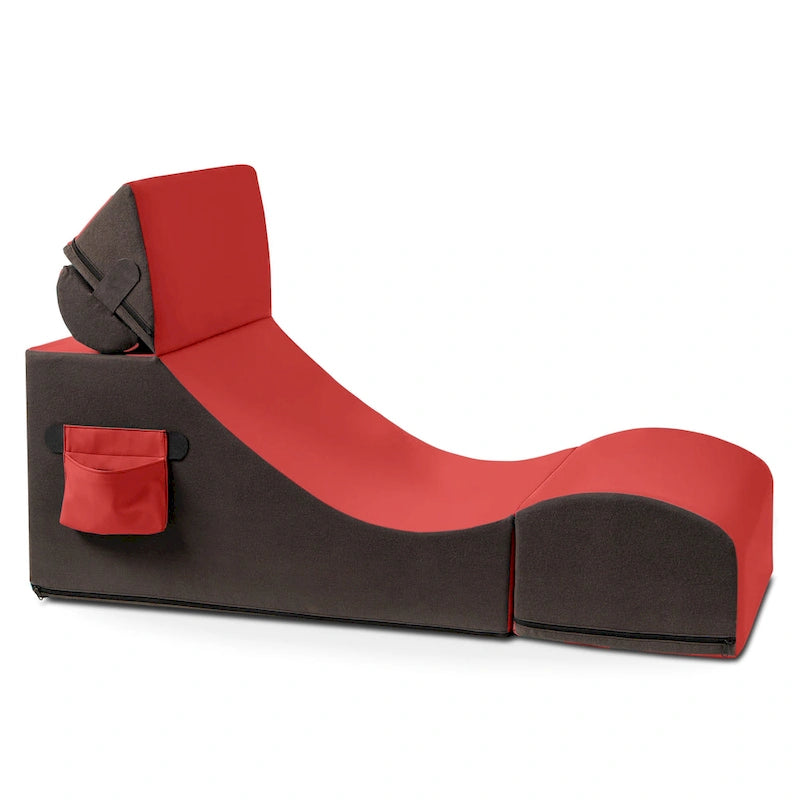 Chaise, table et pouf de jeu convertibles 3 en 1 avec appui-tête réglable - Vinyle