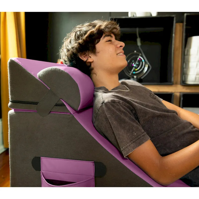 Chaise, table et pouf de jeu convertibles 3 en 1 avec appui-tête réglable - Vinyle
