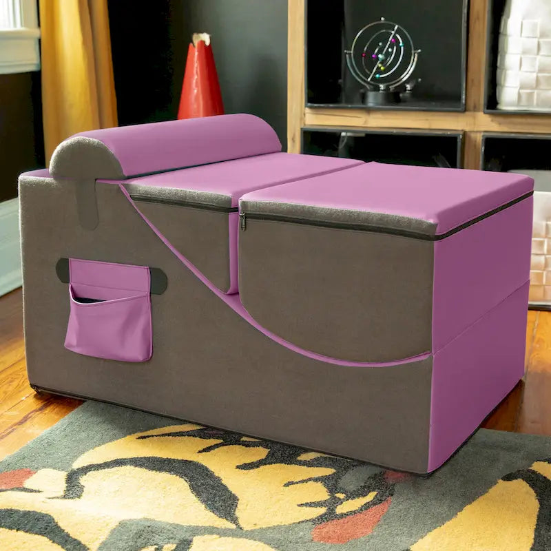 Chaise, table et pouf de jeu convertibles 3 en 1 avec appui-tête réglable - Vinyle