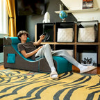Chaise, table et pouf de jeu convertibles 3 en 1 avec appui-tête réglable - Vinyle