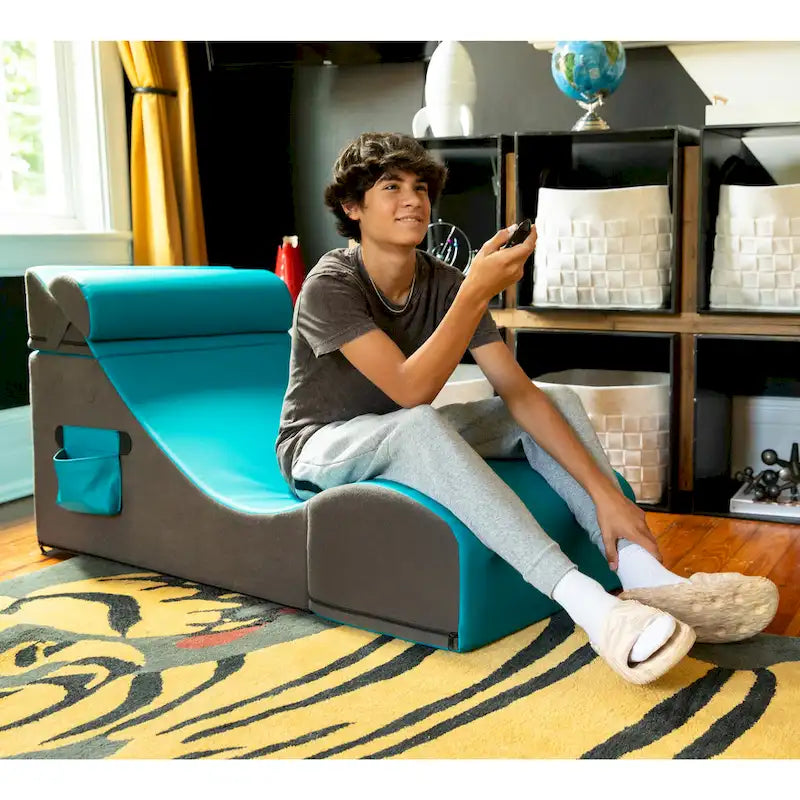 Chaise, table et pouf de jeu convertibles 3 en 1 avec appui-tête réglable - Vinyle