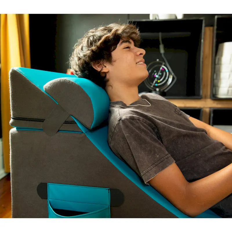 Chaise, table et pouf de jeu convertibles 3 en 1 avec appui-tête réglable - Vinyle