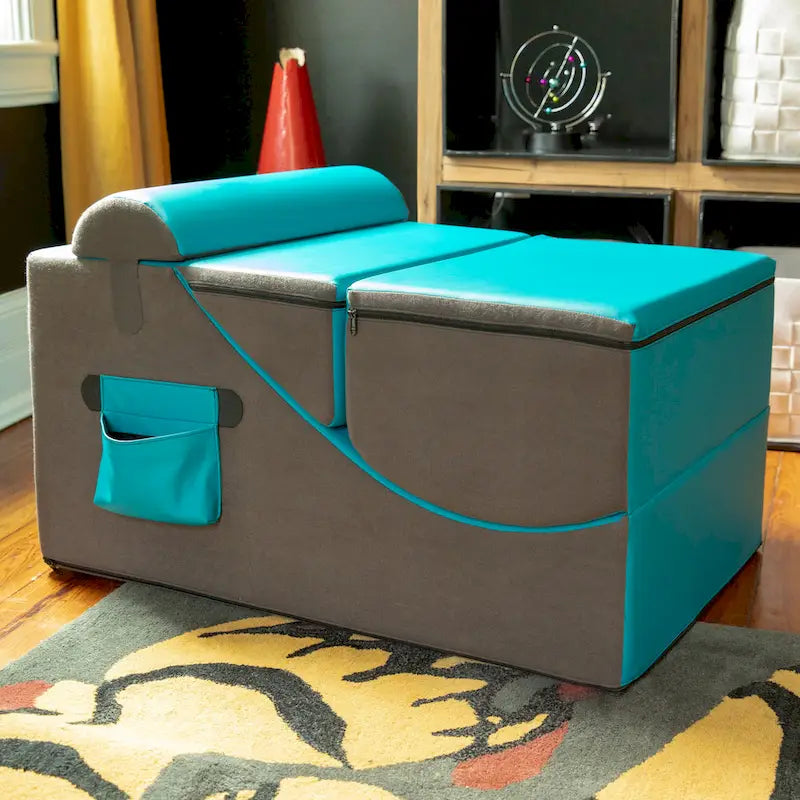 Chaise, table et pouf de jeu convertibles 3 en 1 avec appui-tête réglable - Vinyle