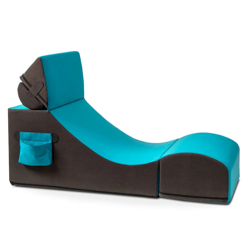 Chaise, table et pouf de jeu convertibles 3 en 1 avec appui-tête réglable - Vinyle