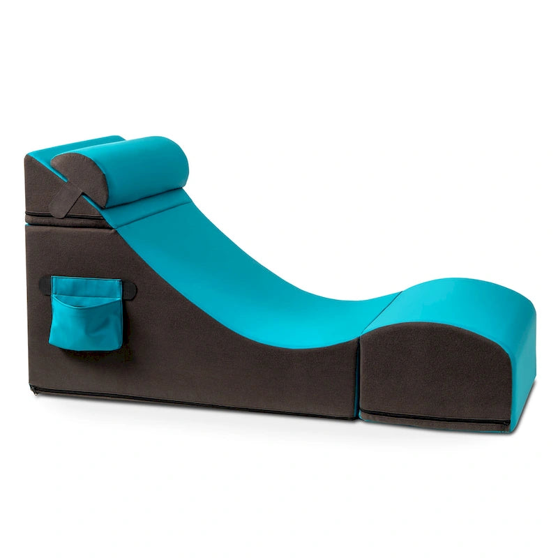 Chaise, table et pouf de jeu convertibles 3 en 1 avec appui-tête réglable - Vinyle