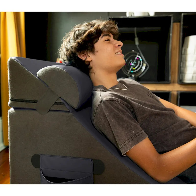 Chaise, table et pouf de jeu convertibles 3 en 1 avec appui-tête réglable - Vinyle
