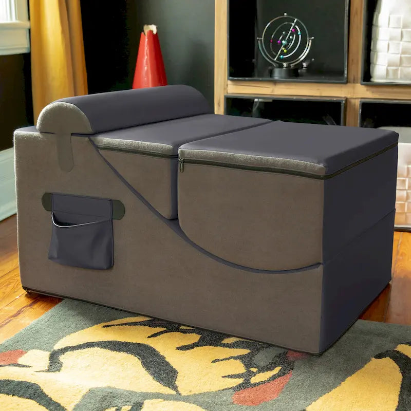 Chaise, table et pouf de jeu convertibles 3 en 1 avec appui-tête réglable - Vinyle