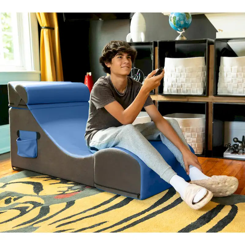 Chaise, table et pouf de jeu convertibles 3 en 1 avec appui-tête réglable - Vinyle