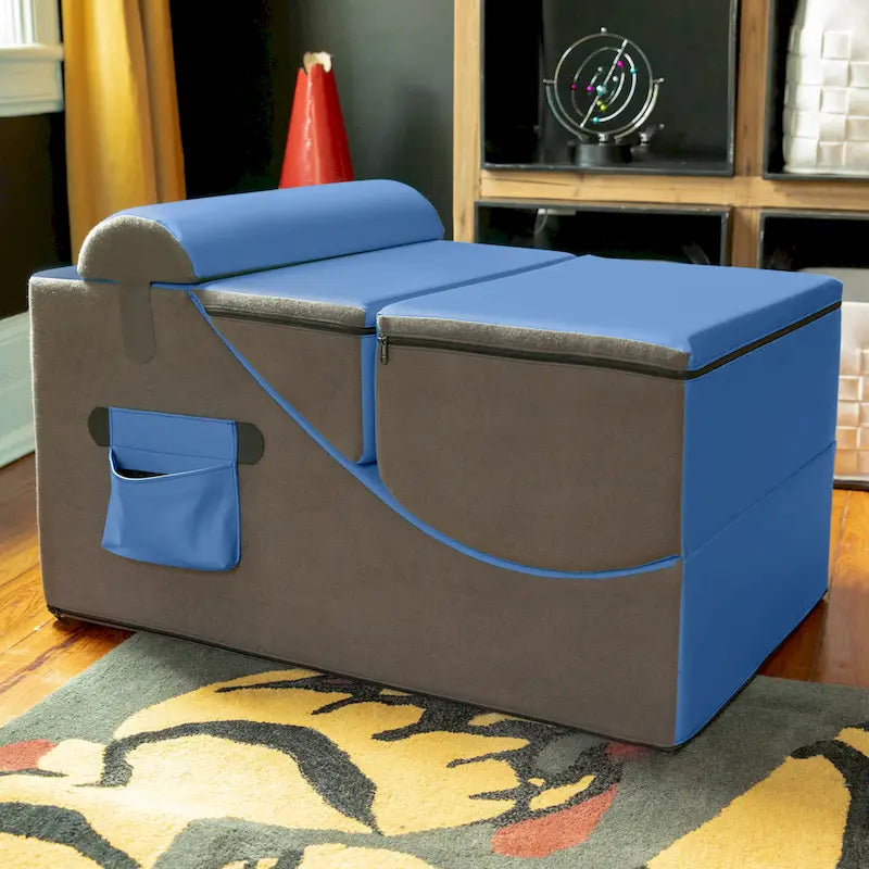 Chaise, table et pouf de jeu convertibles 3 en 1 avec appui-tête réglable - Vinyle