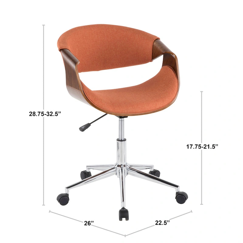 Chaise de bureau moderne en noyer du milieu du siècle - S/O