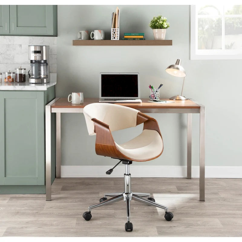 Chaise de bureau moderne en noyer du milieu du siècle - S/O