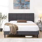 Platform Bed Frame with Fabric Upholstered Headboard