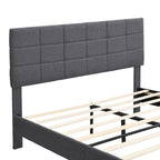 Cadre de lit plateforme avec tête de lit capitonnée en tissu