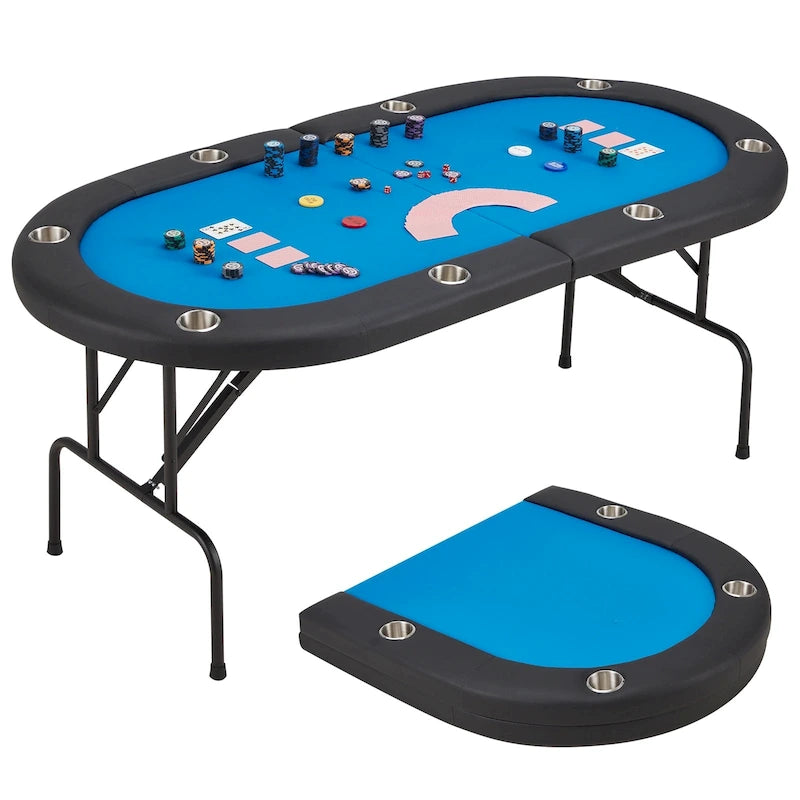 Table de poker pliable 8 joueurs avec porte-gobelets