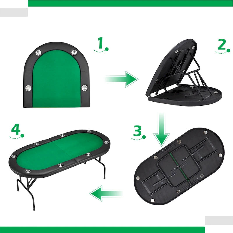 Table de poker pliable 8 joueurs avec porte-gobelets
