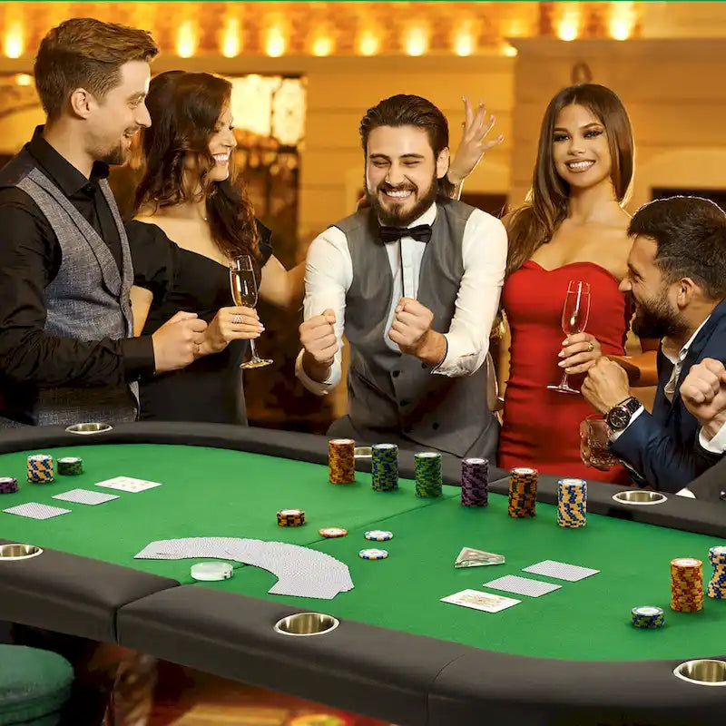 Table de poker pliable 8 joueurs avec porte-gobelets