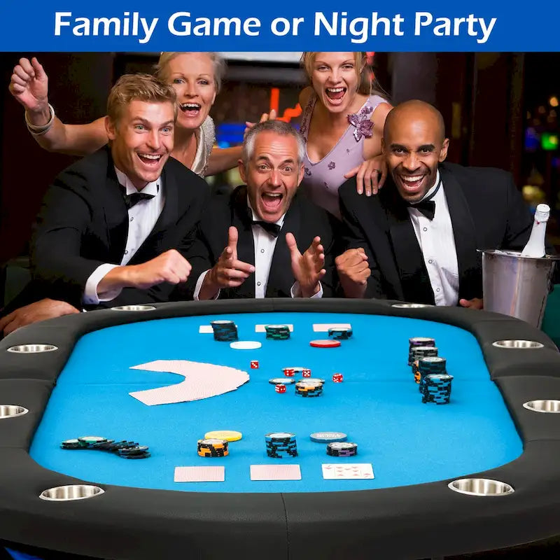 Table de poker pliable 8 joueurs avec porte-gobelets