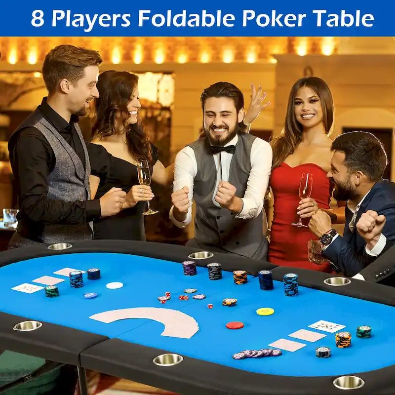 Table de poker pliable 8 joueurs avec porte-gobelets