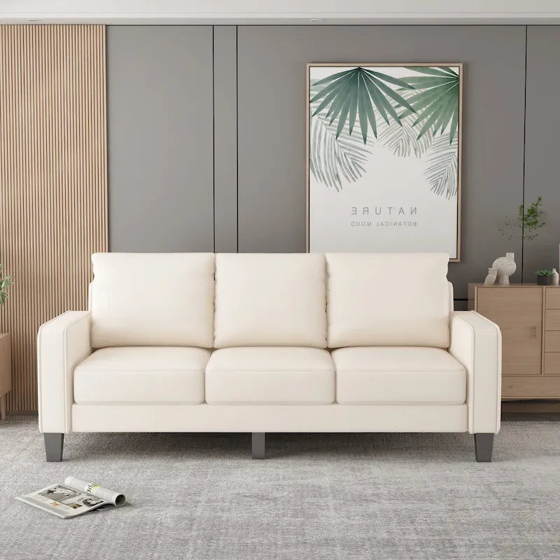 Canapé 2+3 en Tissu Beige pour Salon Moderne