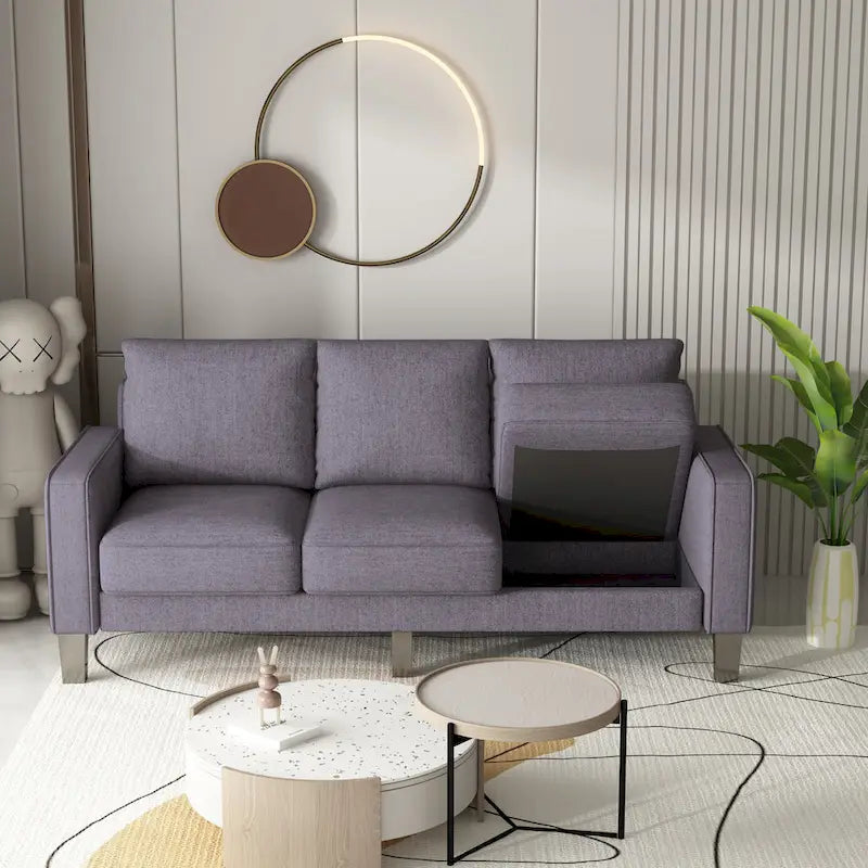 Canapé 2+3 en Tissu Beige pour Salon Moderne